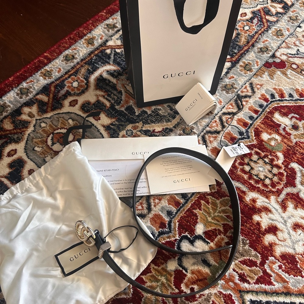 Authentic Gucci Black Belt with Polished Buckle